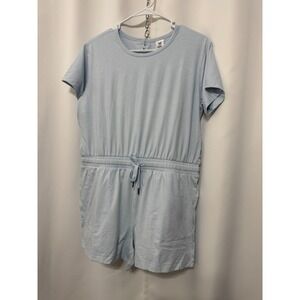 Member's Mark Favorite Soft Romper Light Blue Stretch Drawstring Waist Large NWT